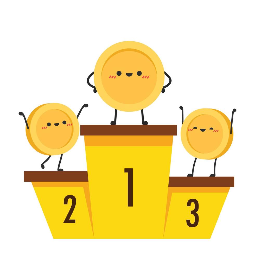 Coin character design. Glad. Coin and Smart phone cartoon vector. vector