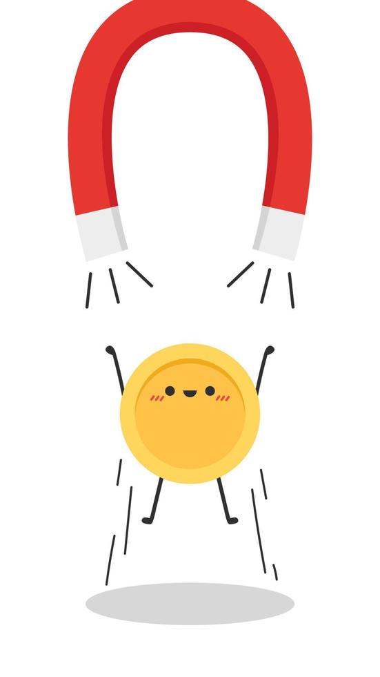 Coin character design. Glad. Coin and Smart phone cartoon vector. Black for text. vector