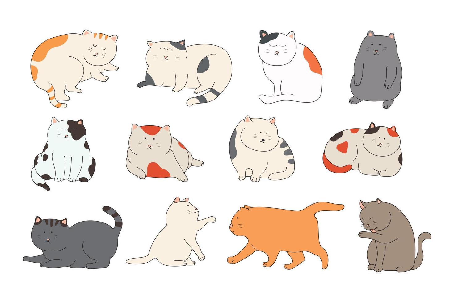 Vector illustration set of cute cats icon