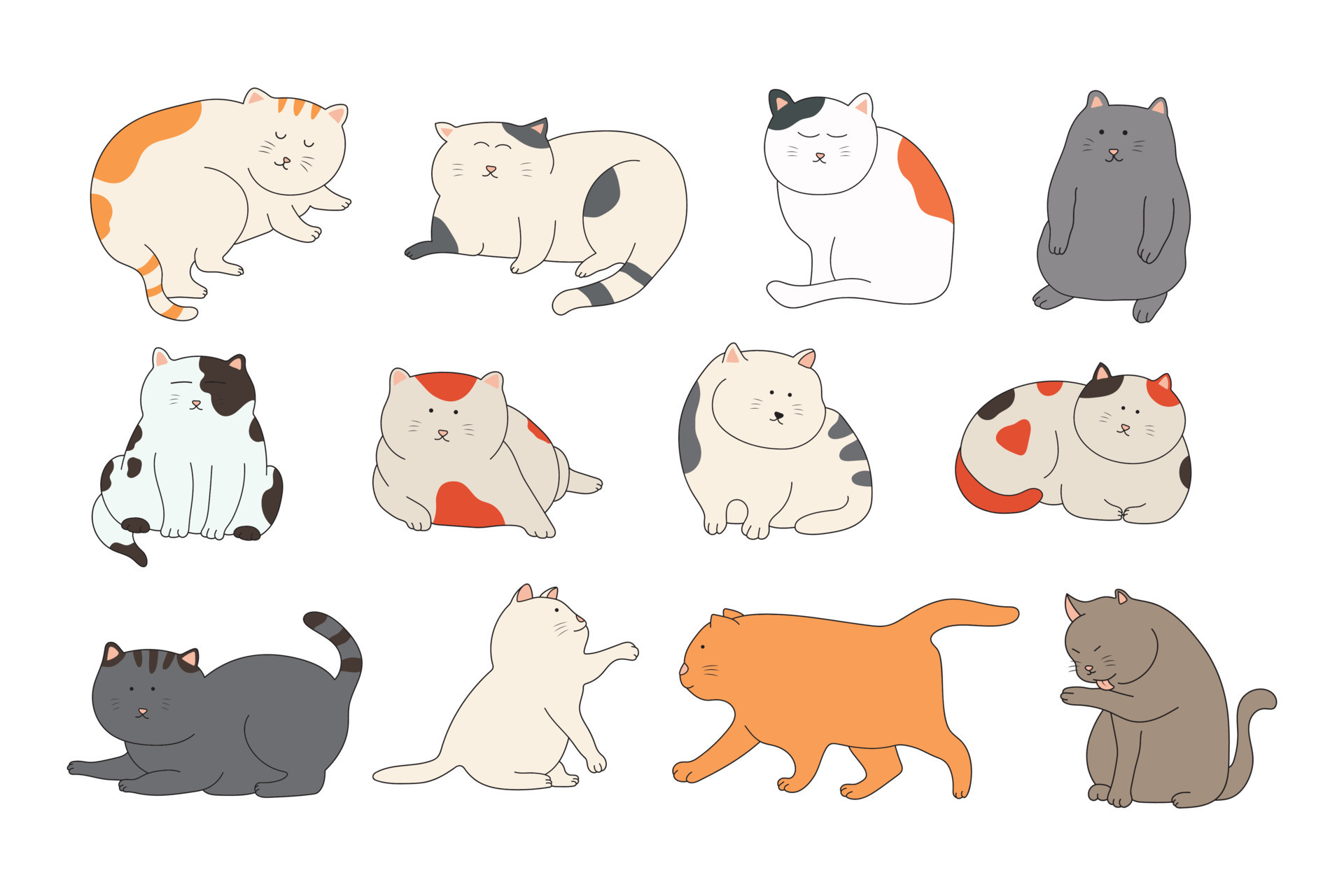 Vector illustration set of cute cats icon 16188857 Vector Art at Vecteezy