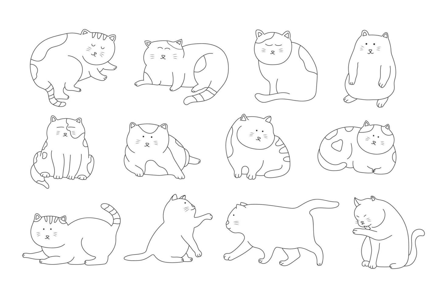 hand drawn Vector illustration set of cute cats icon