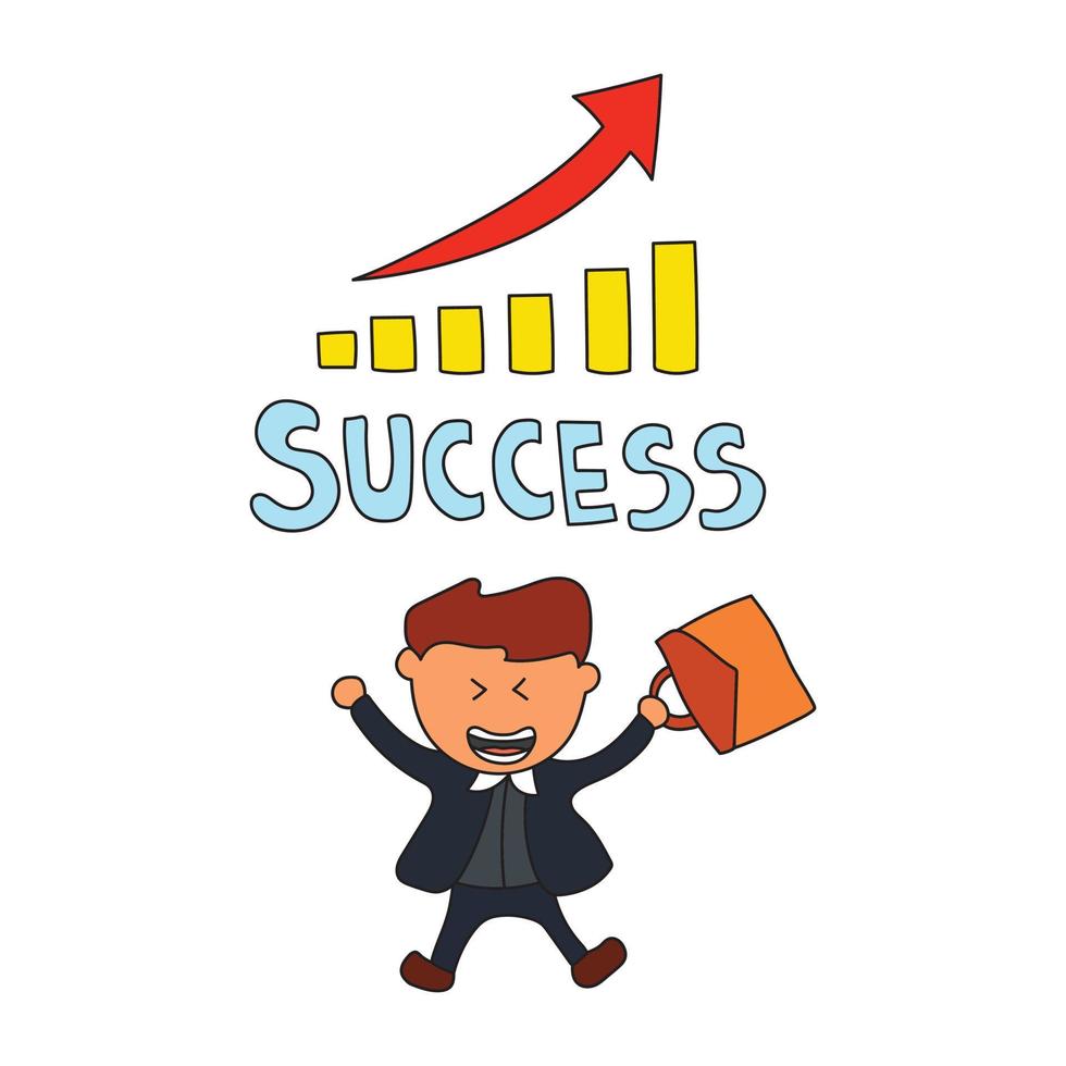 Vector illustration of happy successful businessman