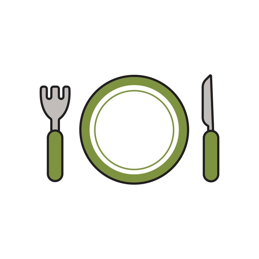 Vector illustration of dining plate with fork and knife icon 16188877  Vector Art at Vecteezy