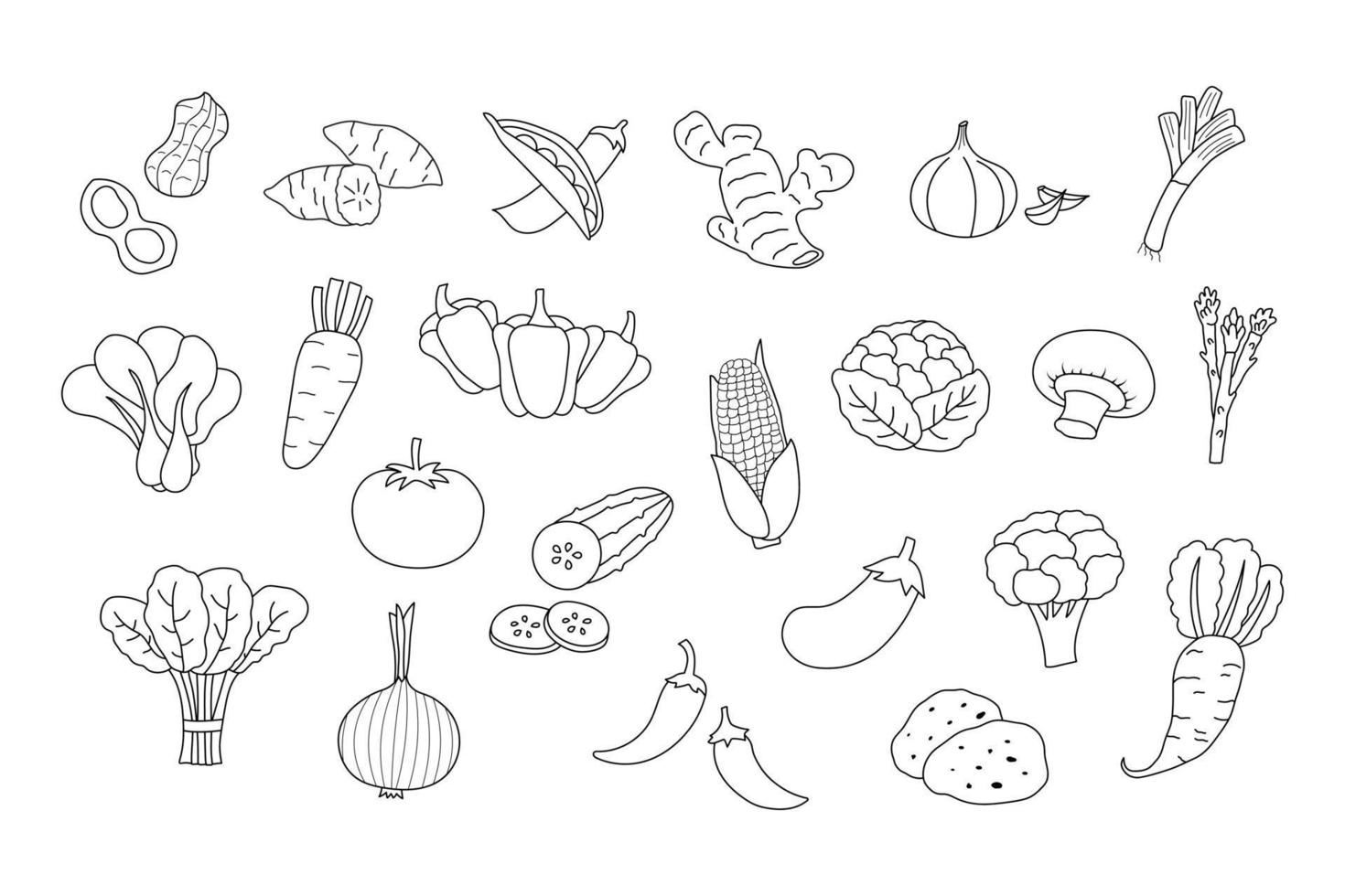 hand drawn vegetables set vector illustration icons