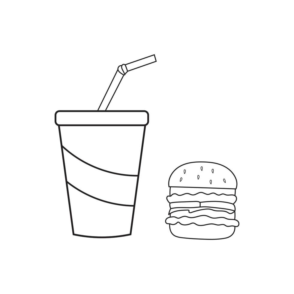 hand drawn vector illustration of fast food icon soda drink and hamburger