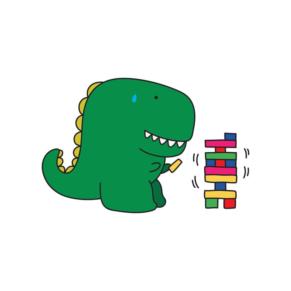 ilustración vectorial de lindo monstruo jugando jenga vector