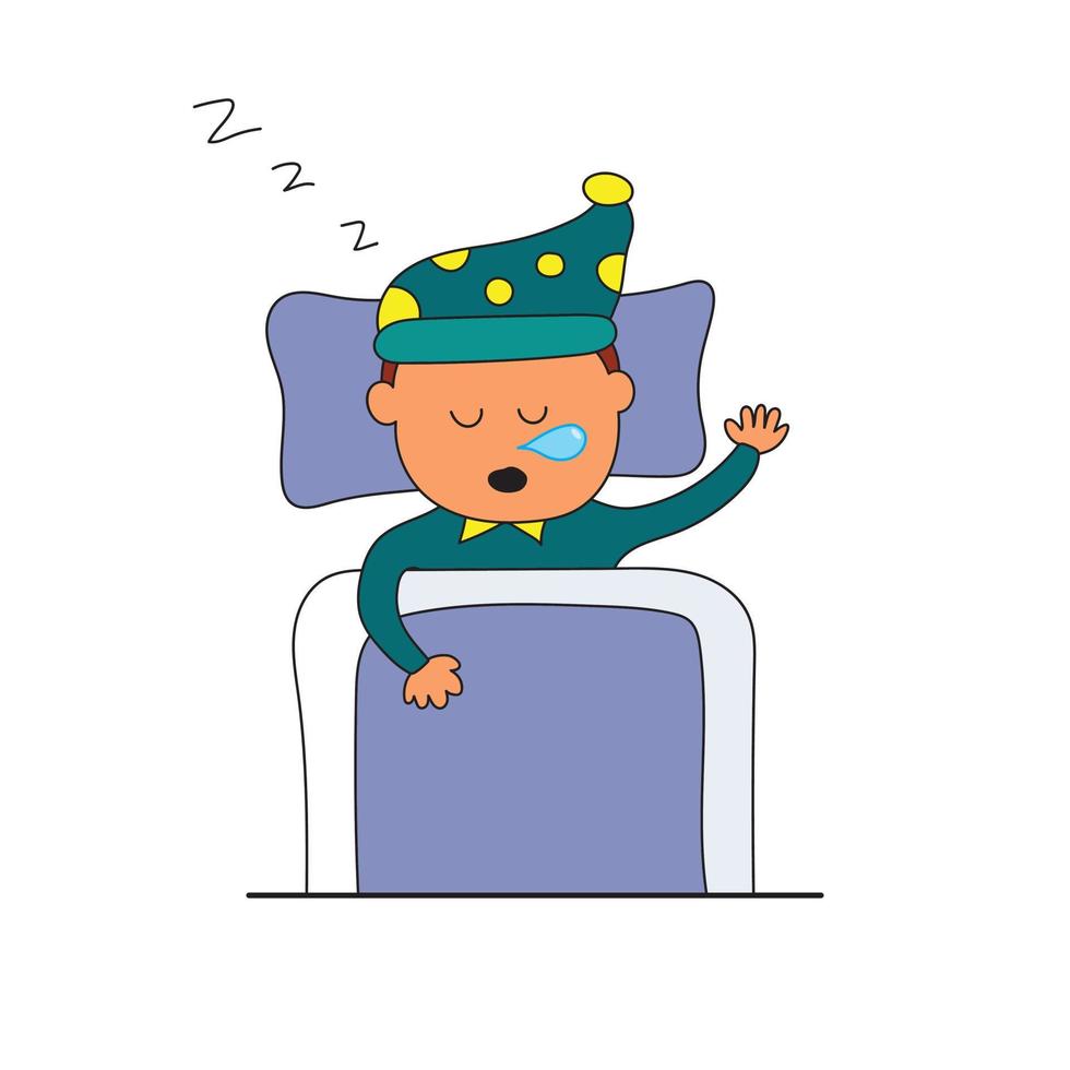 kids drawing Vector illustration of cute kid sleeping in blanket