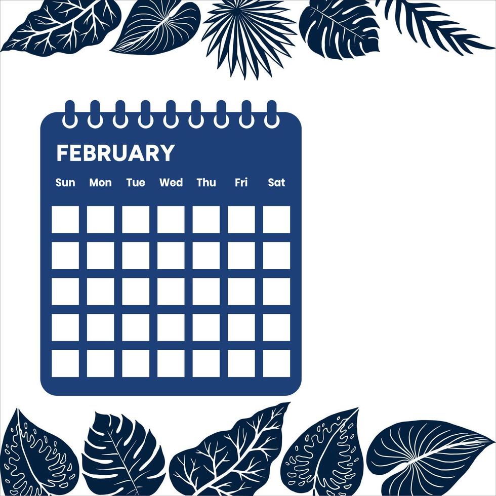 February Month Calendar vector