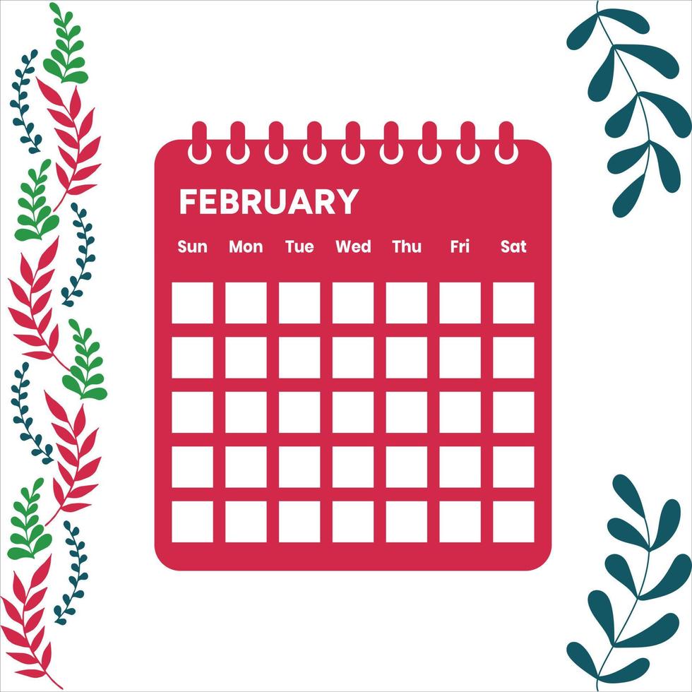 February Month Calendar vector
