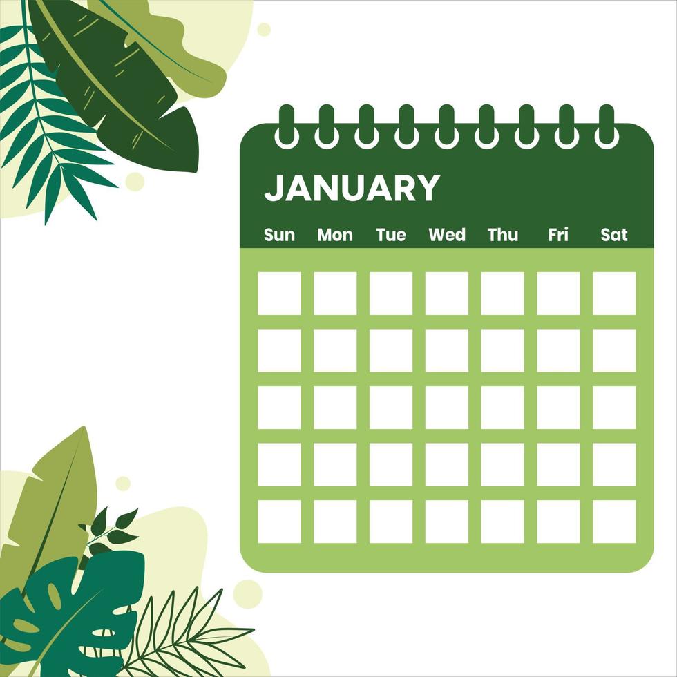 January Month Calendar vector