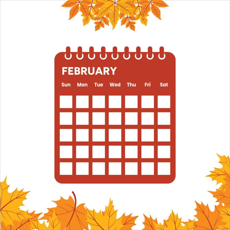 calendario del mes de febrero vector