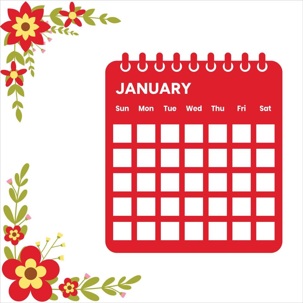 January Month Calendar vector