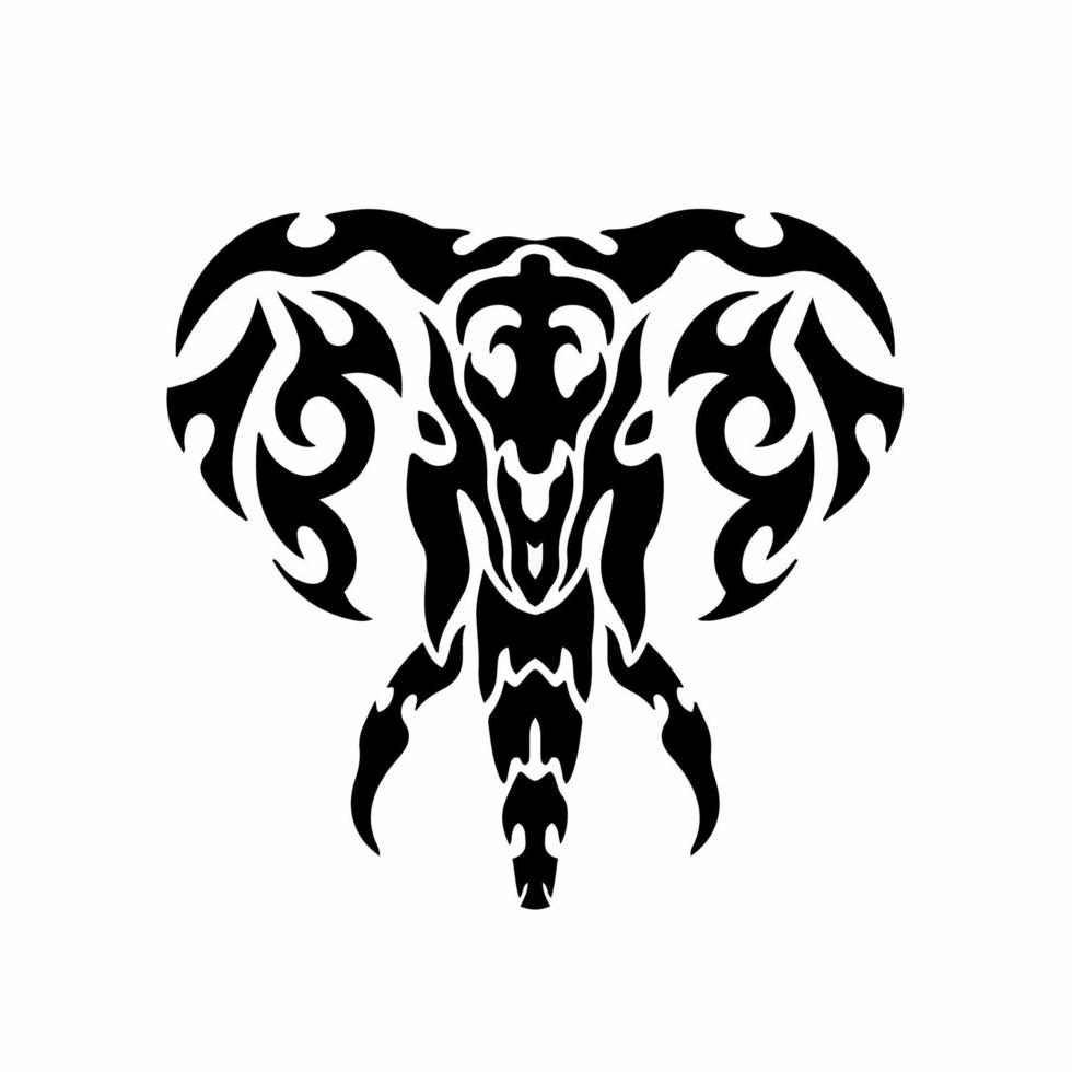 Tribal Elephant Logo. Tattoo Design. Stencil Vector Illustration