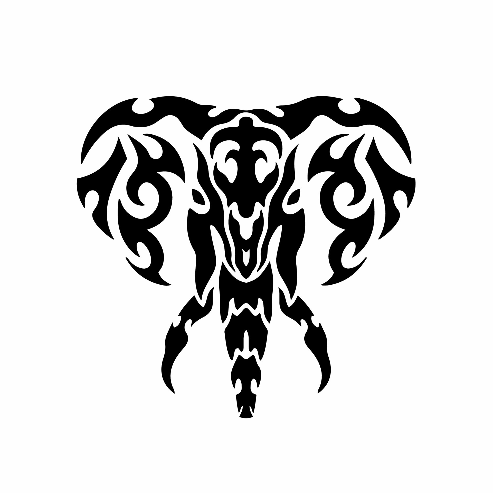 Tribal Elephant Logo. Tattoo Design. Stencil Vector Illustration