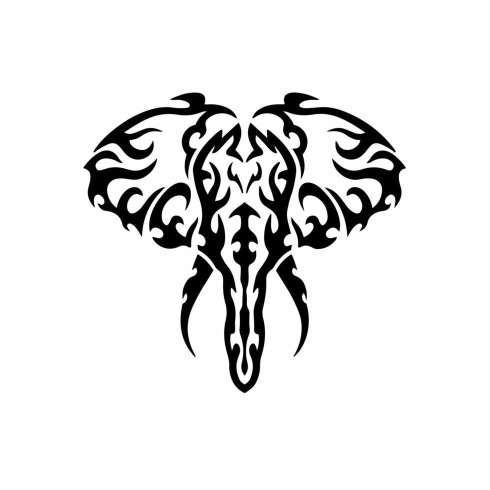 Tribal Elephant Logo. Tattoo Design. Stencil Vector Illustration