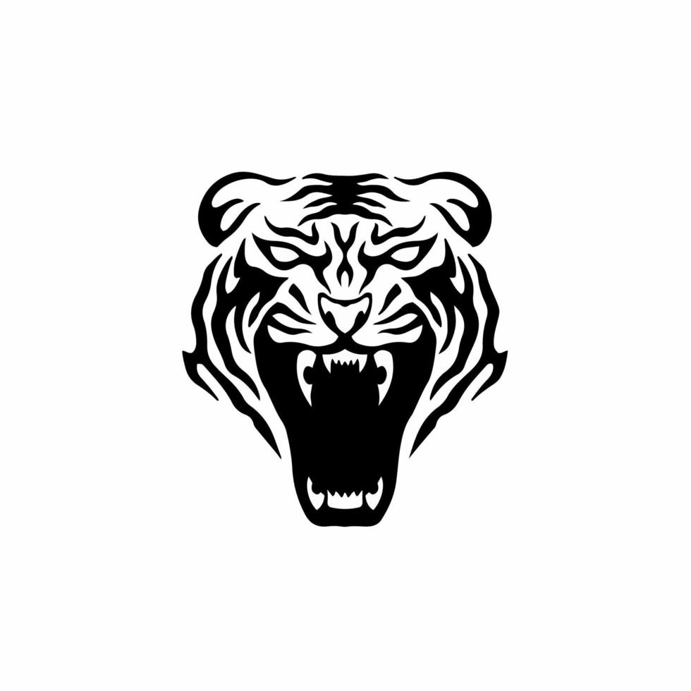 Tiger Symbol Logo. Tribal Tattoo Design. Stencil Vector Illustration