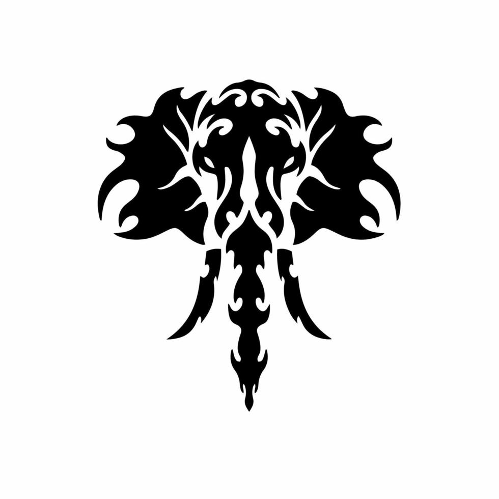 Tribal Elephant Logo. Tattoo Design. Stencil Vector Illustration