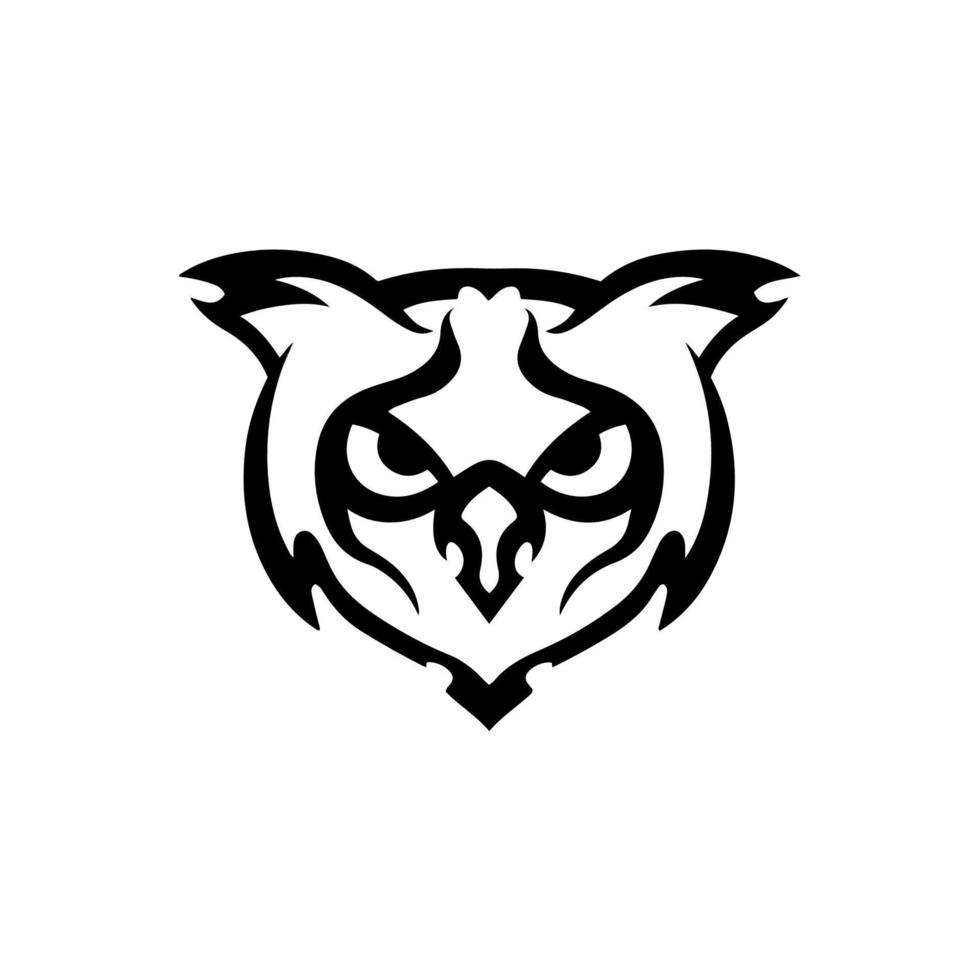 Tribal Owl Logo. Tattoo Design. Stencil Vector Illustration