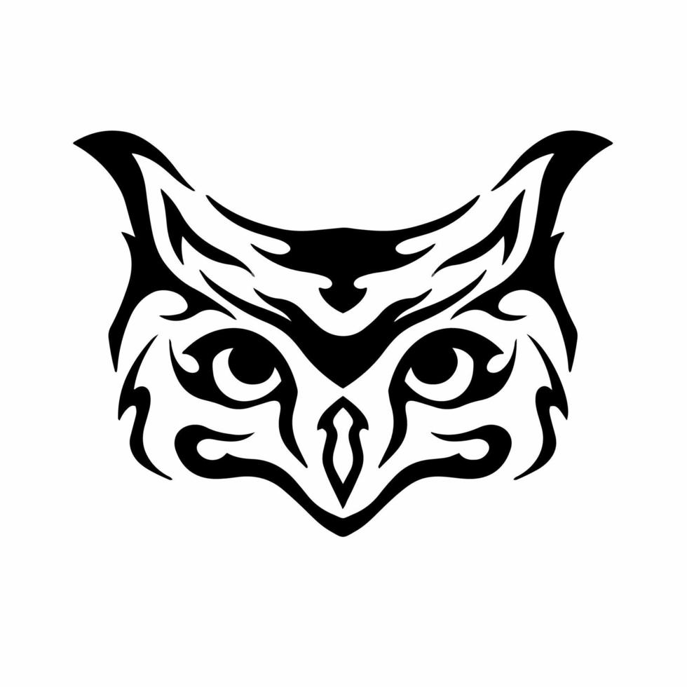 Tribal Owl Logo. Tattoo Design. Stencil Vector Illustration