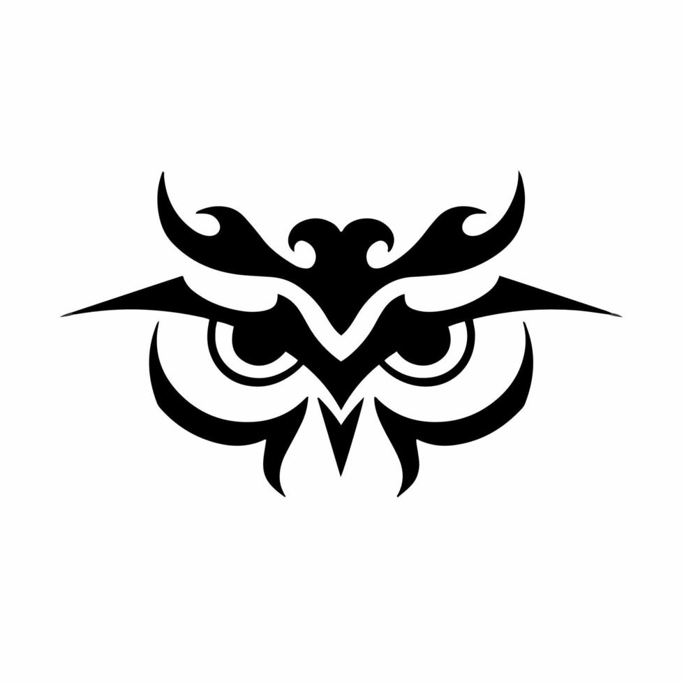 Tribal Owl Logo. Tattoo Design. Stencil Vector Illustration