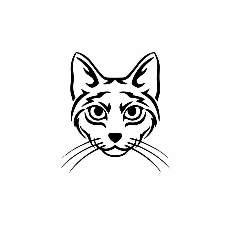 logotipo del símbolo del gato. diseño de tatuajes tribales. Ilustración de vector de plantilla