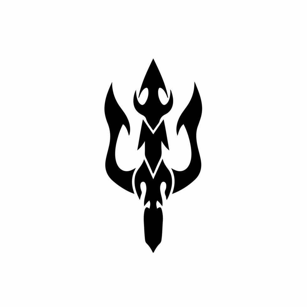Trident Symbol Logo. Tribal Tattoo Design. Stencil Vector Illustration
