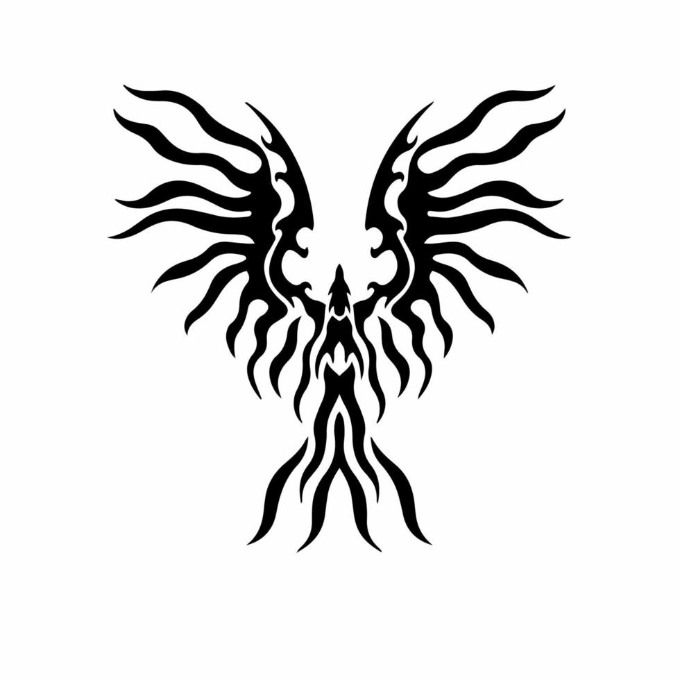 Phoenix Bird Logo. Tribal Tattoo Design. Stencil Vector Illustration