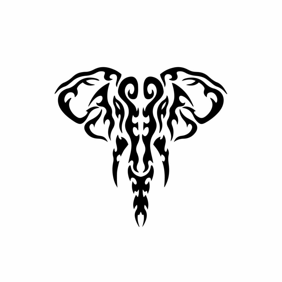 Tribal Elephant Logo. Tattoo Design. Stencil Vector Illustration