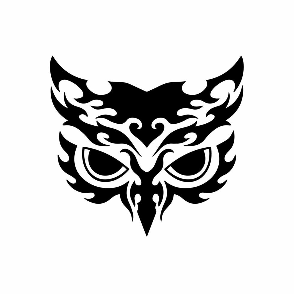 Tribal Owl Logo. Tattoo Design. Stencil Vector Illustration