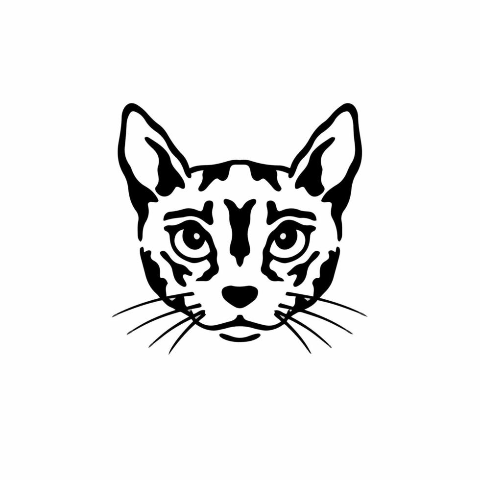 Cat Symbol Logo. Tribal Tattoo Design. Stencil Vector Illustration