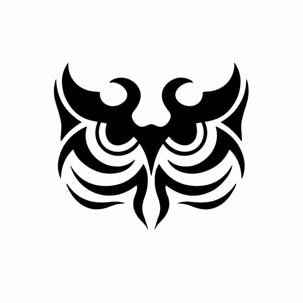 Tribal Owl Logo. Tattoo Design. Stencil Vector Illustration