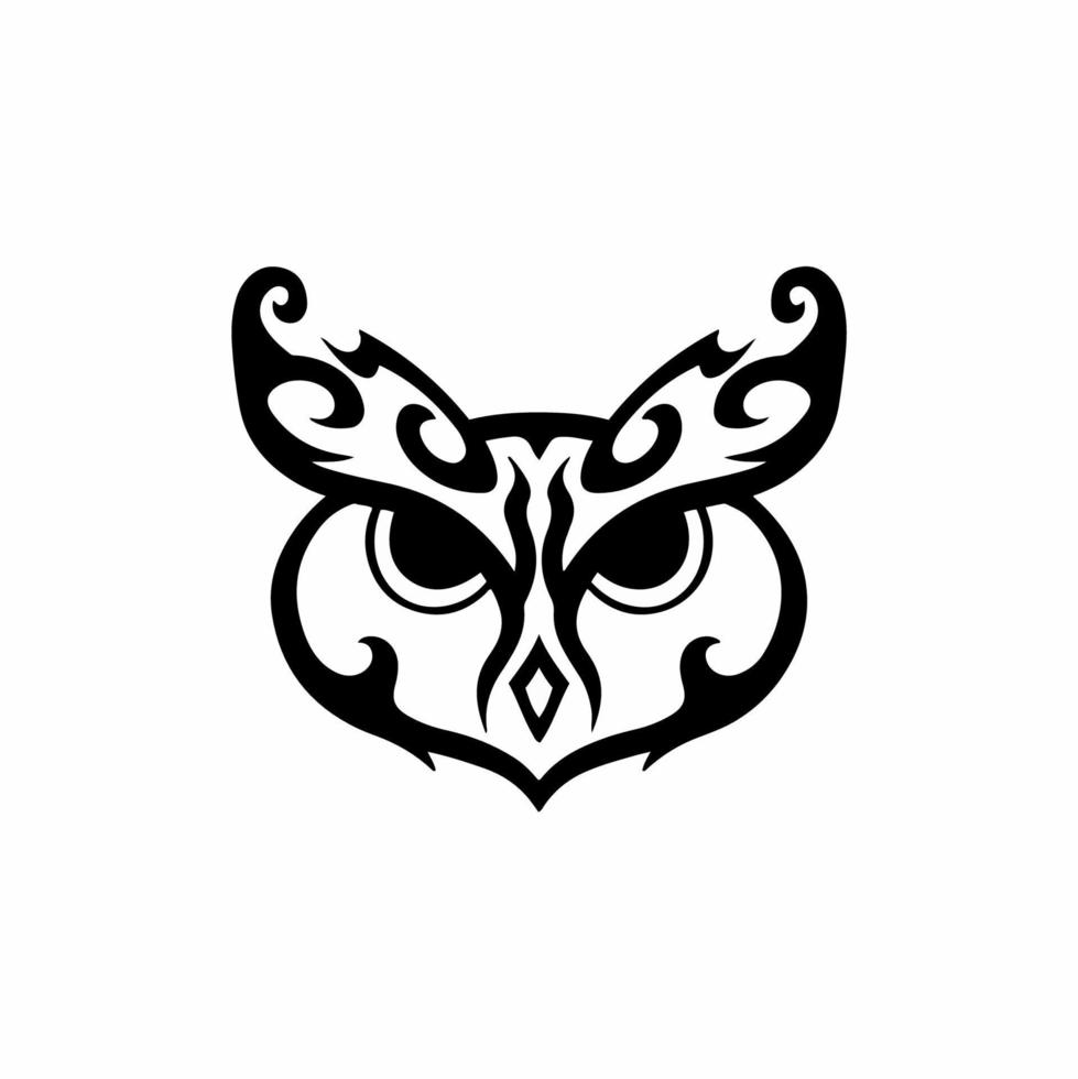 Tribal Owl Logo. Tattoo Design. Stencil Vector Illustration