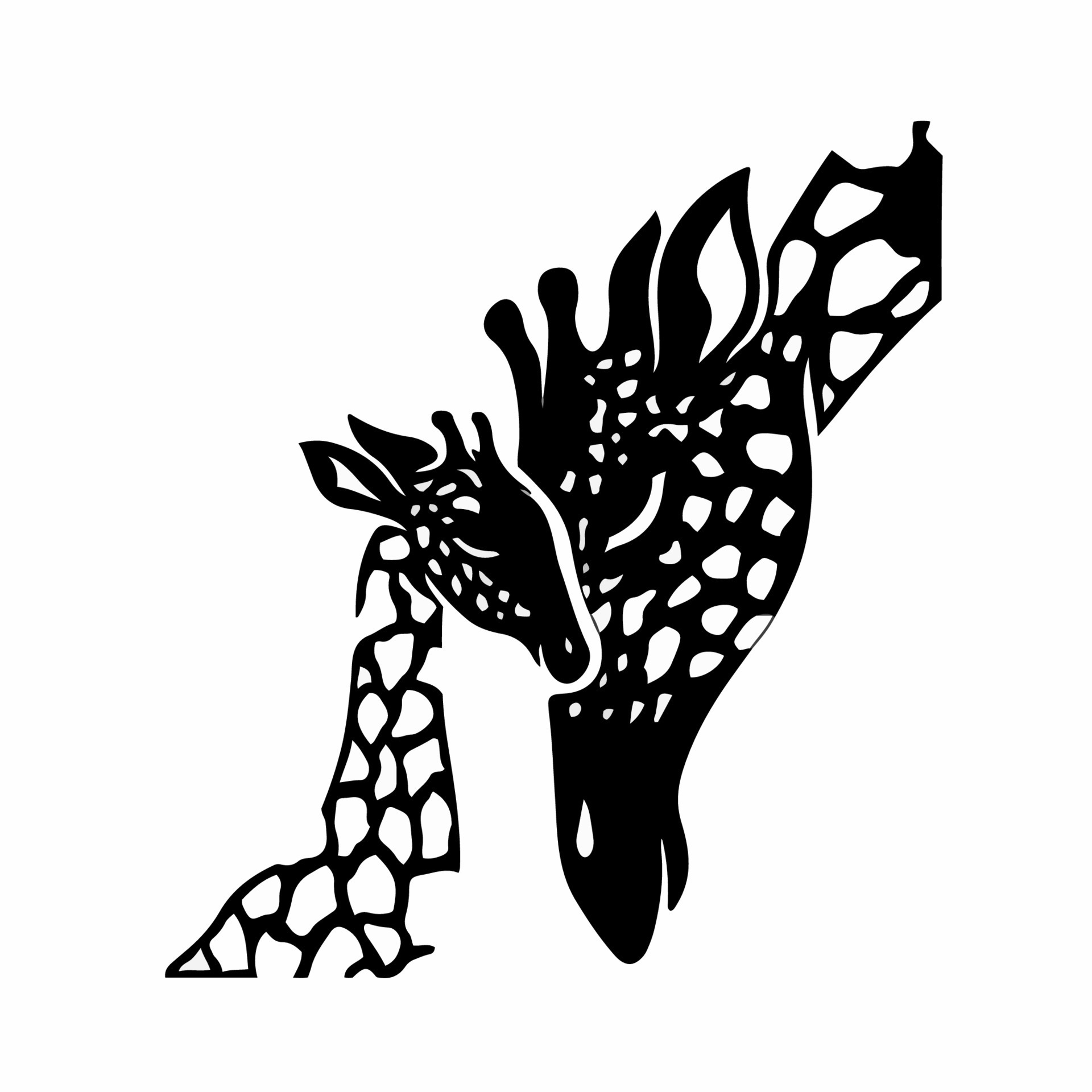 Mother And Baby Giraffe Logo. Stencil Vector Illustration. 16189227