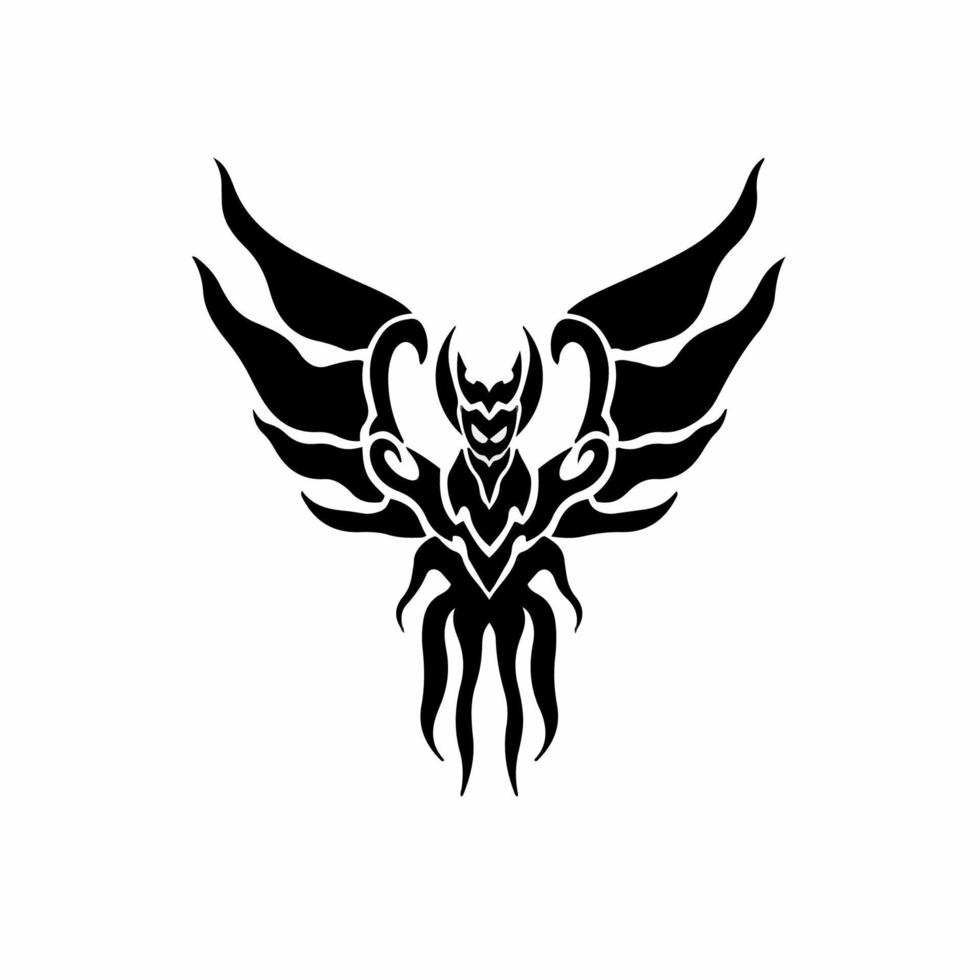 Phoenix Bird Logo. Tribal Tattoo Design. Stencil Vector Illustration