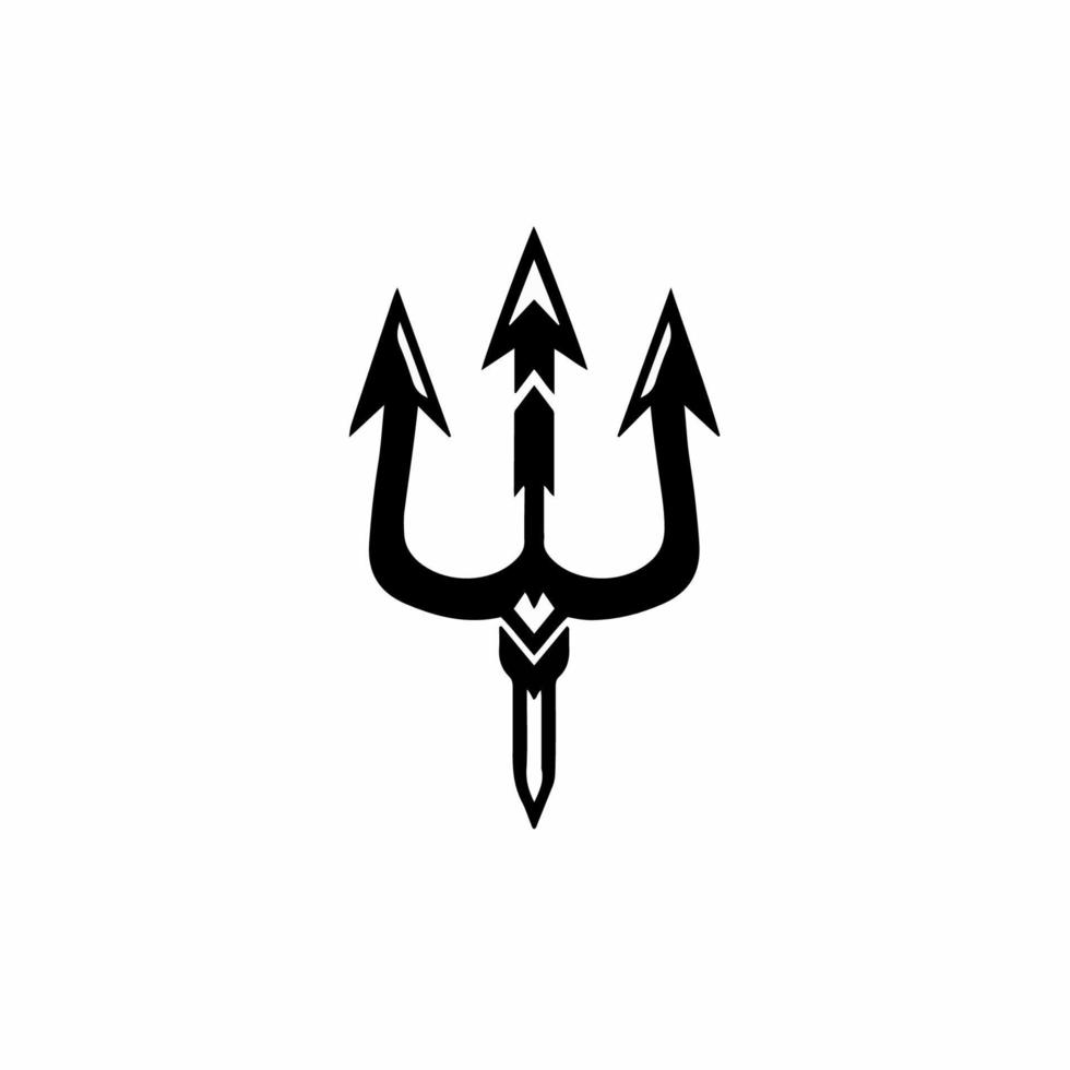 Trident Symbol Logo. Tribal Tattoo Design. Stencil Vector Illustration