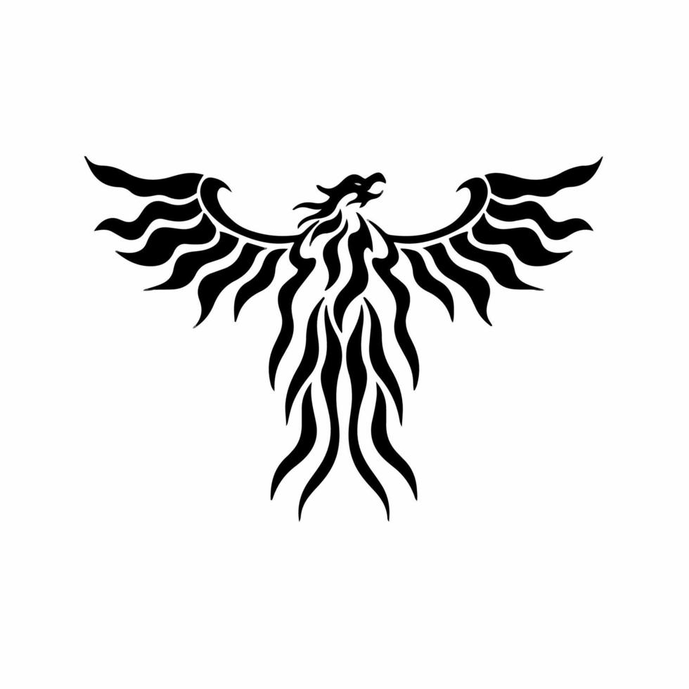 Phoenix Bird Logo. Tribal Tattoo Design. Stencil Vector Illustration