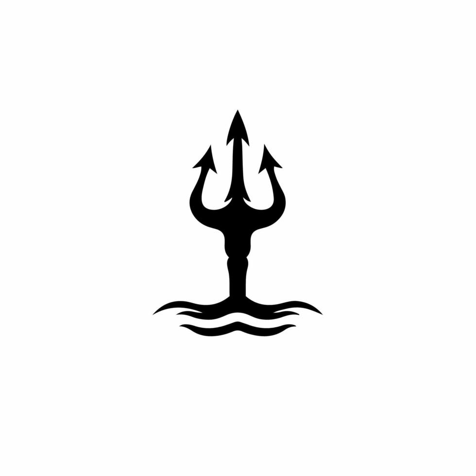 Trident Symbol Logo. Tribal Tattoo Design. Stencil Vector Illustration