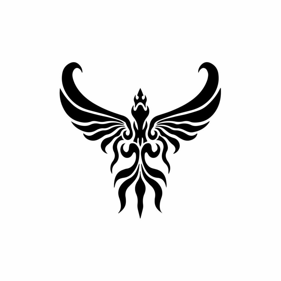 Phoenix Bird Logo. Tribal Tattoo Design. Stencil Vector Illustration