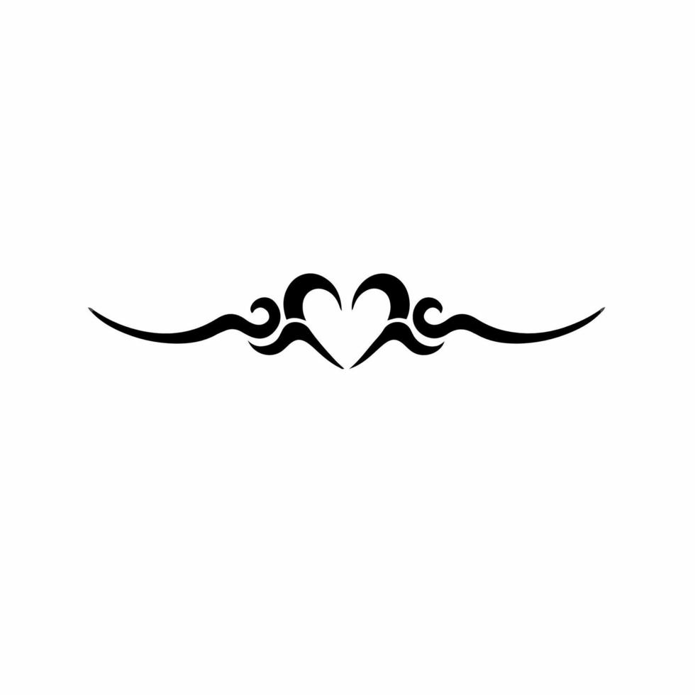 Love Symbol Logo. Tribal Tattoo Design. Stencil Vector Illustration