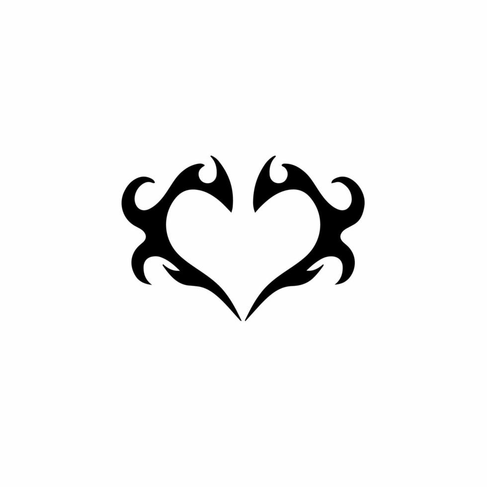 Love Symbol Logo. Tribal Tattoo Design. Stencil Vector Illustration
