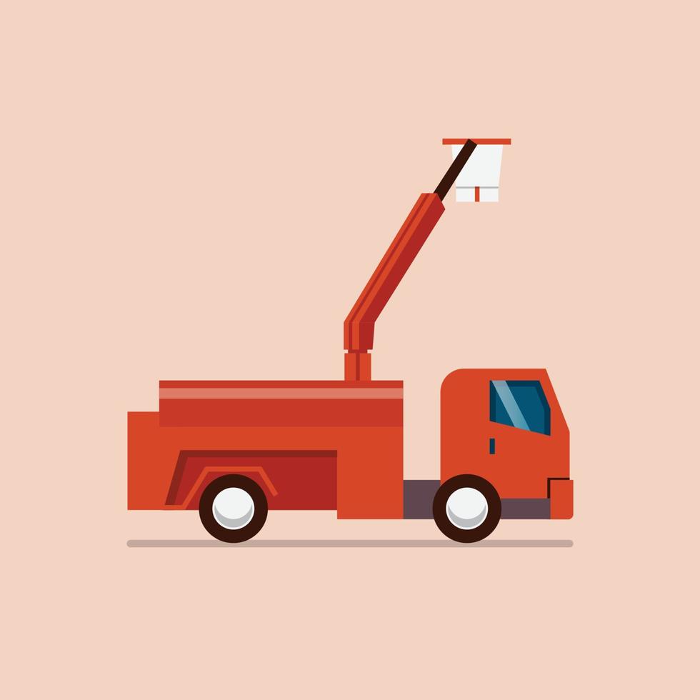 Red truck with crane vector