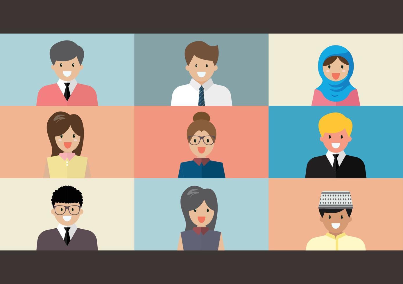Video conference screen flat style vector