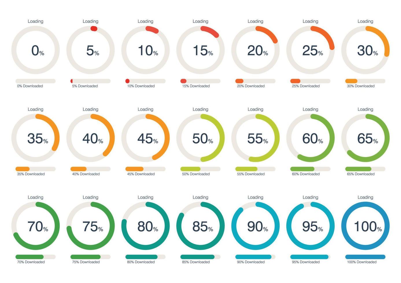 Circle Loading and Progress Bars Collection Set vector