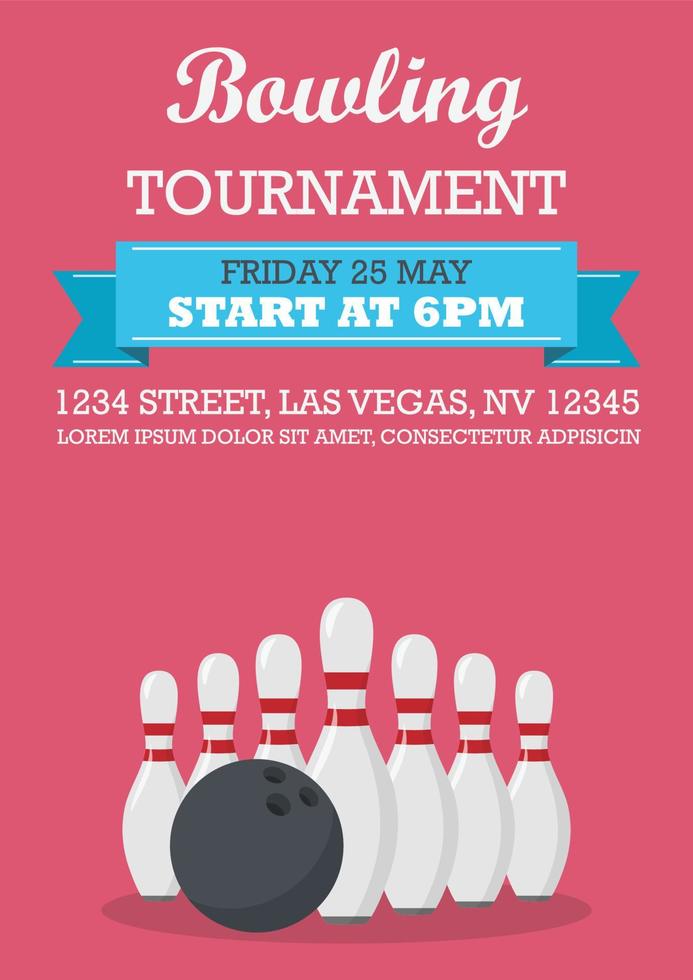 Bowling tournament poster vector illustration