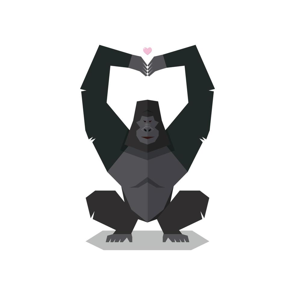 Gorilla pose hands in shape of heart vector