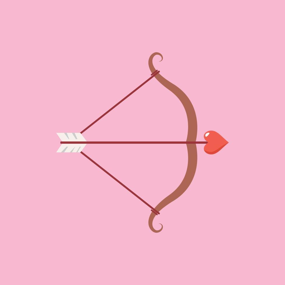 Cupid bow and an arrow with a heart vector