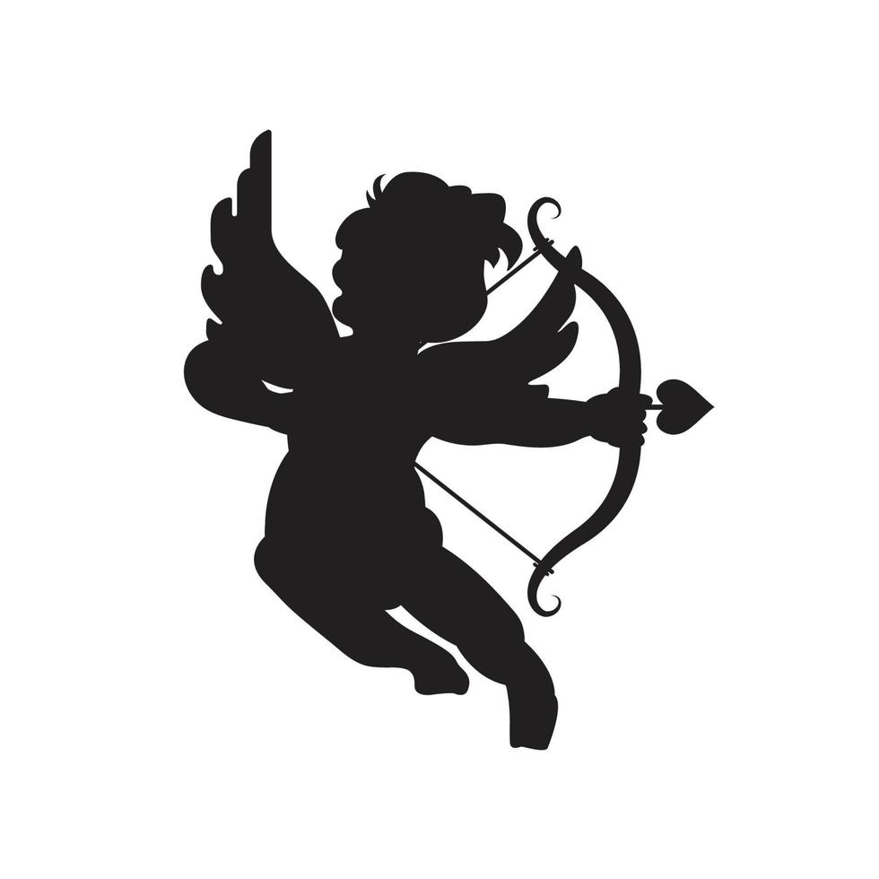 Cute cupid silhouette vector