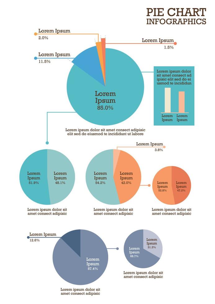 Set of pie charts infographic vector