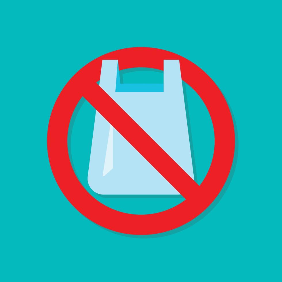 No plastic bag flat icon vector