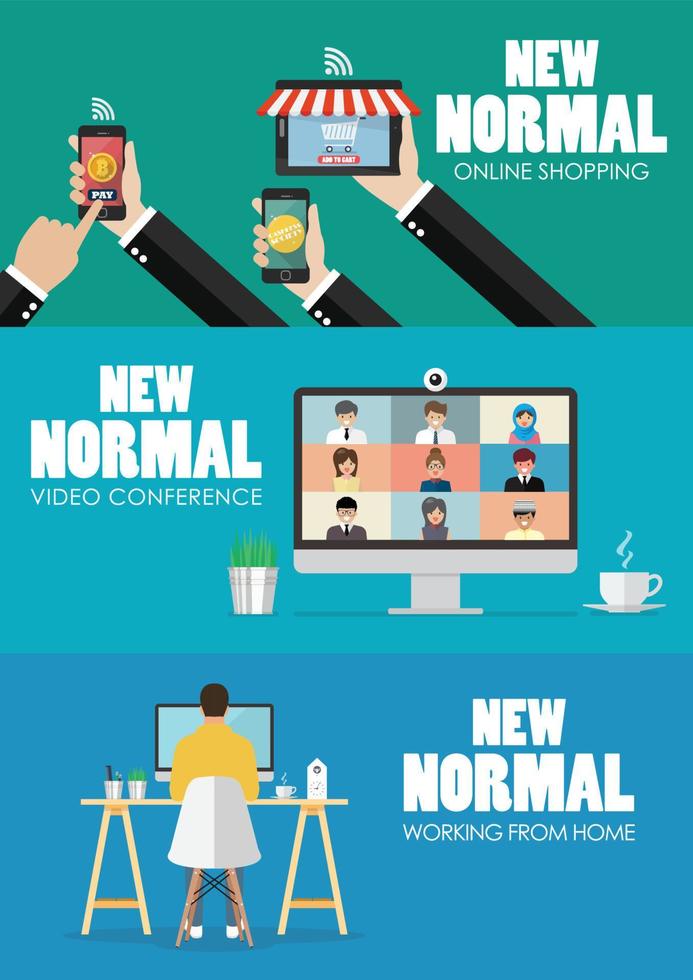 New normal lifestyle technology concept vector